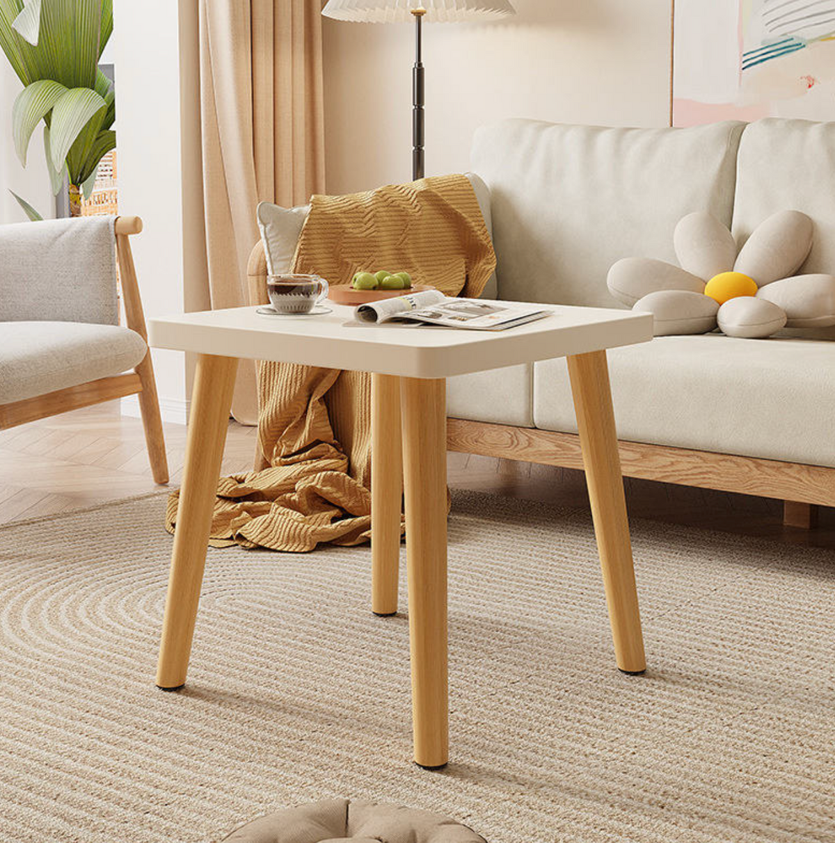Modern Solid Wood Mini Square Coffee Table